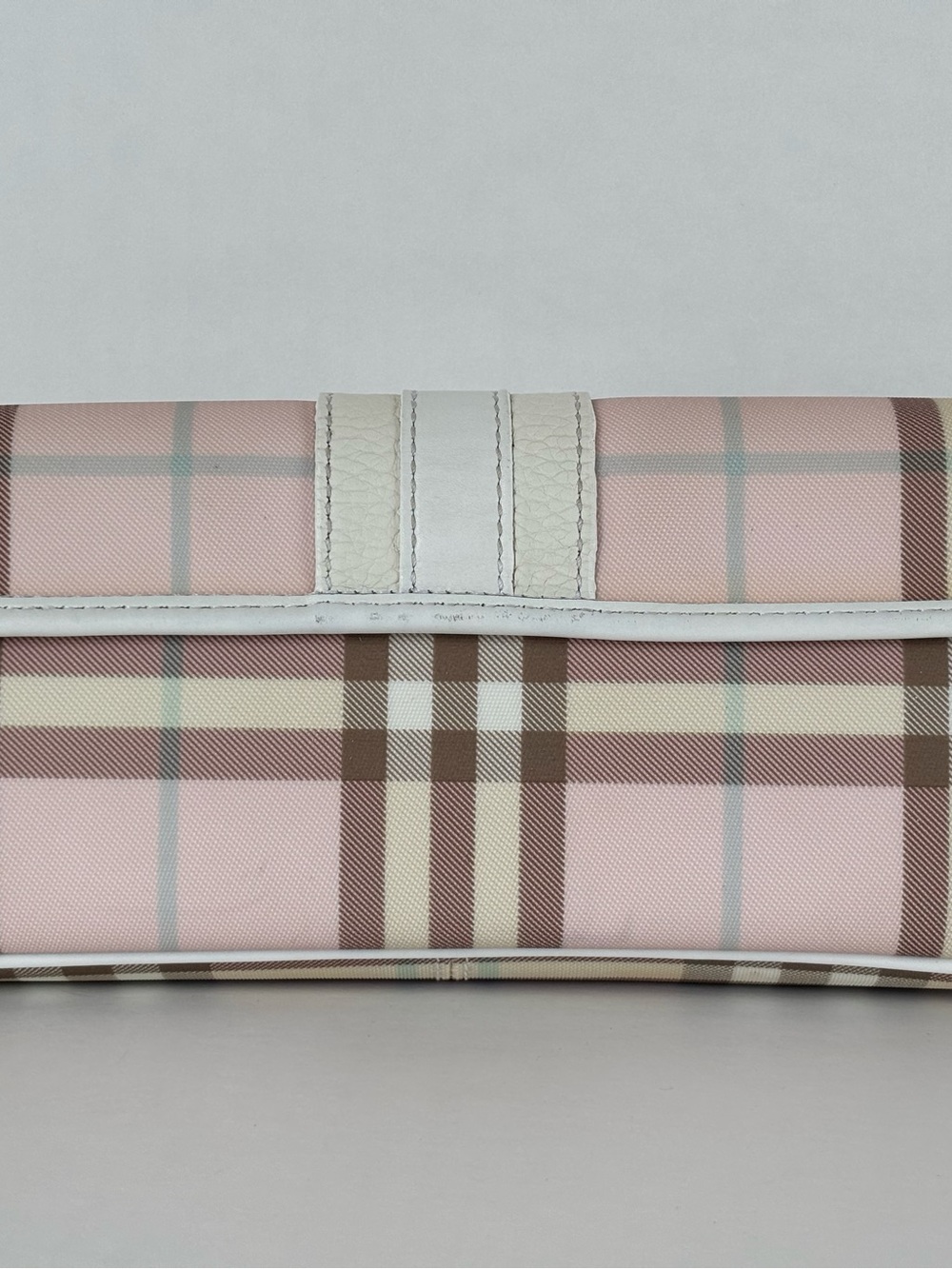 Burberry Pink and White Check Leather Wristlet Clutch - Picture 4 of 10
